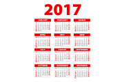 red Calendar for 2017