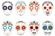 Sugar skulls, Flower skull set