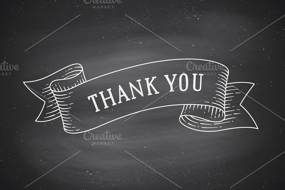 Thank you. Vintage ribbon. Chalk in Illustrations - product preview 8