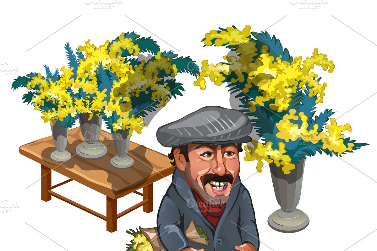 Man character, seller of flowers in Illustrations - product preview 8