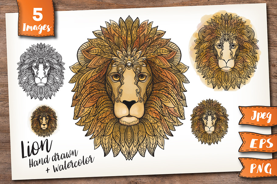 Decorative Lion Head in Illustrations - product preview 8