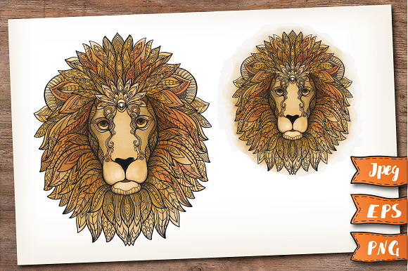Decorative Lion Head in Illustrations - product preview 1