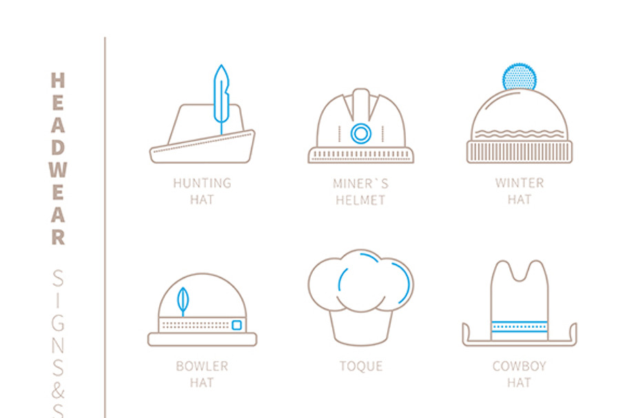 Headwear lineart iconset in Graphics - product preview 8