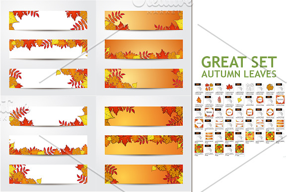 Set of Autumn Leaves in Illustrations - product preview 2