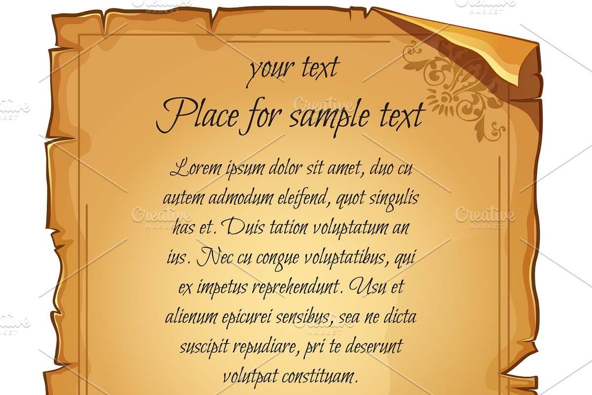 Old damaged paper with example text in Illustrations - product preview 8