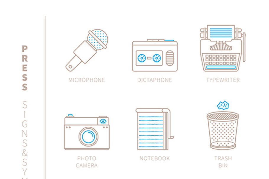 Media & press lineart iconset in Graphics - product preview 8