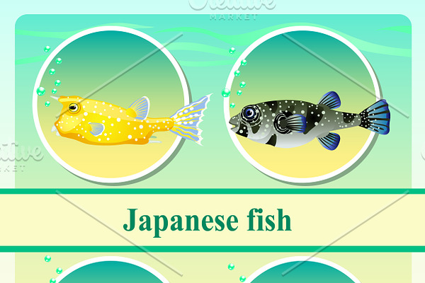 Set of four japanese sea fish 