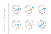 Social network lineart iconset