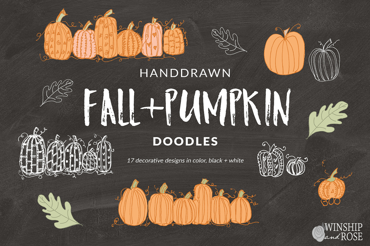 Fall Pumpkin Doodles - Fall Clip Art in Illustrations - product preview 8