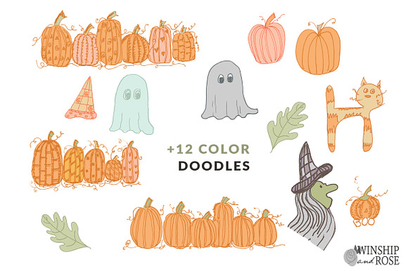 Fall Pumpkin Doodles - Fall Clip Art in Illustrations - product preview 3