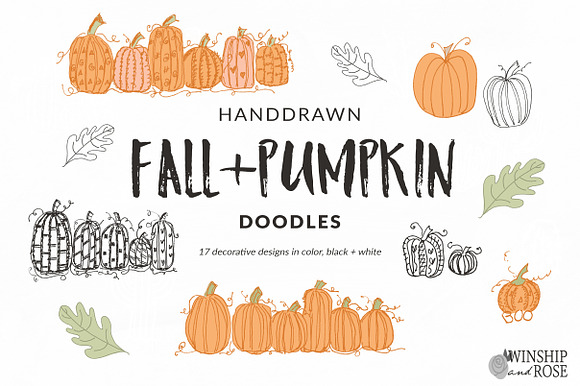 Fall Pumpkin Doodles - Fall Clip Art in Illustrations - product preview 4