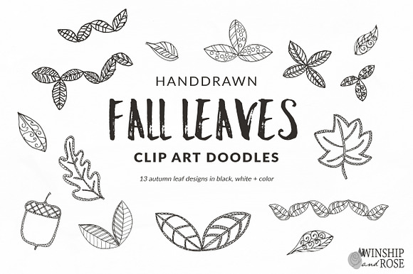 Fall Leaves - Leaf Clip Art Doodles in Illustrations - product preview 2