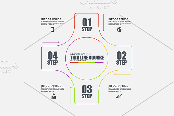 Thin Line Business Infographics in Presentation Templates - product preview 3
