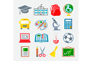 School and Education Colorful Icons