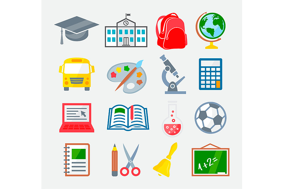 School and Education Colorful Icons in Graphics - product preview 8