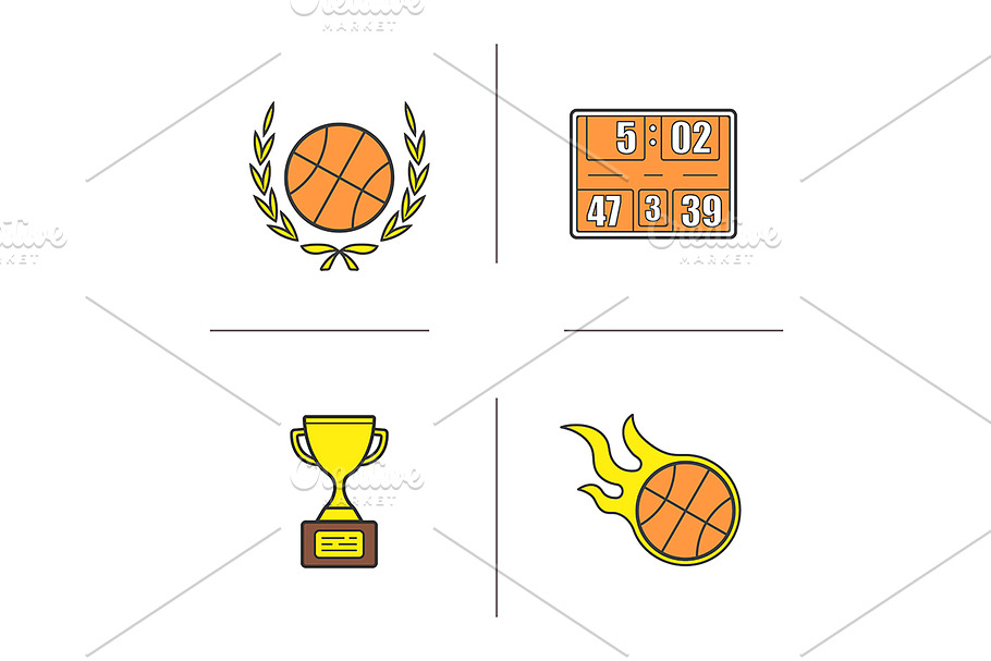 Basketball. 4 icons. Vector