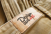 Beige Paper Label on Yellow Jeans