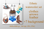 Ethnic watercolor set.Bo-Ho.