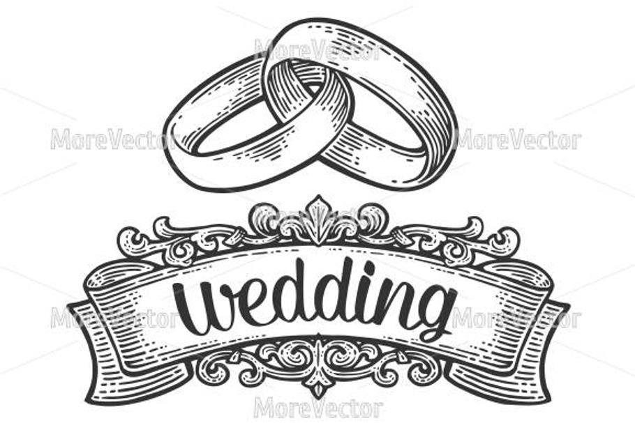 Wedding rings with lettering.  in Illustrations - product preview 8