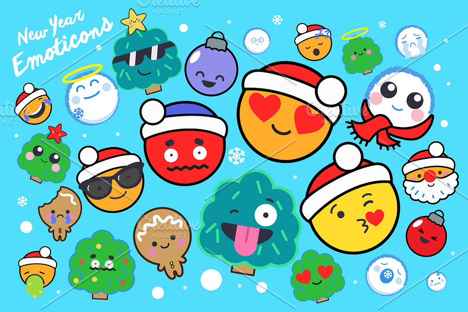 New Year Emoticons in Illustrations - product preview 8