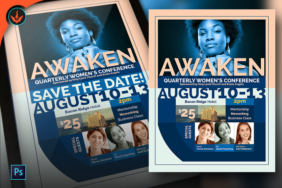 Awaken Women's Conference Flyer in Flyer Templates - product preview 8