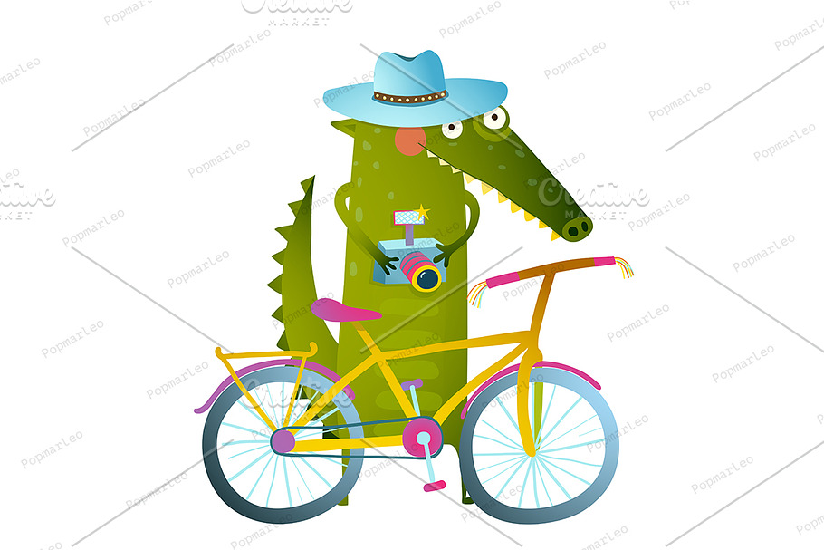 Travel crocodile tourist suitcase in Illustrations - product preview 8