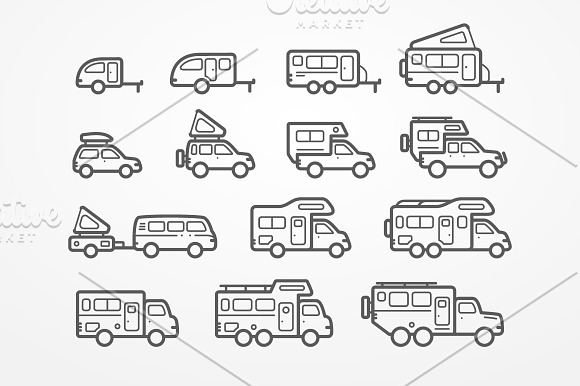 Camping car set in Car Icons - product preview 1