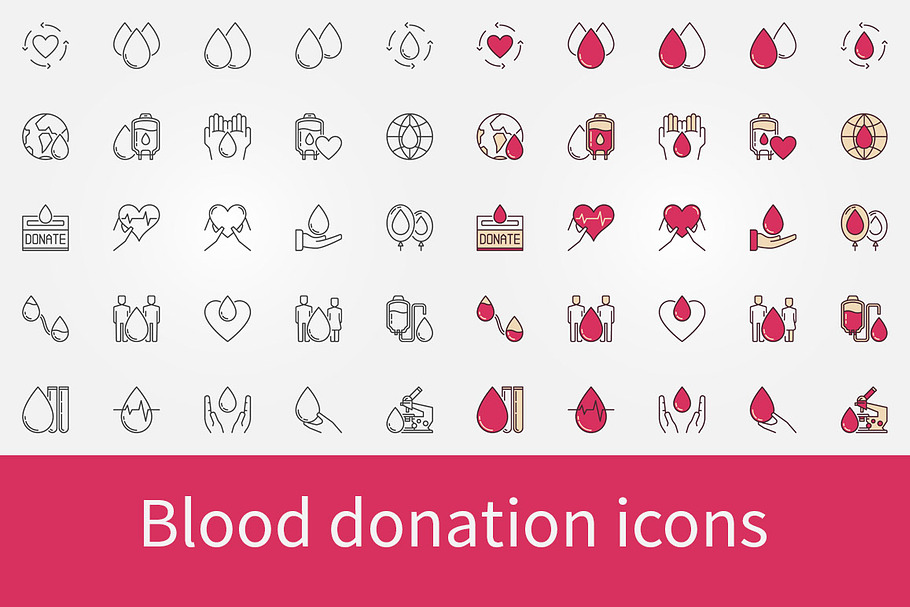 Blood donation icons set in Graphics - product preview 8