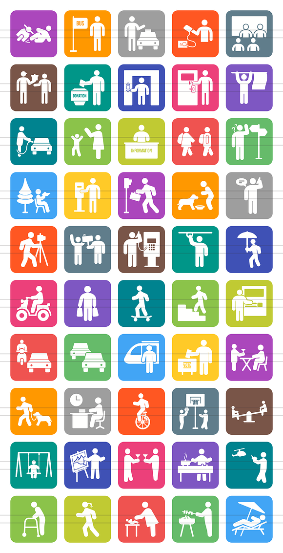 50 City Life Flat Round Corner Icons in Graphics - product preview 1