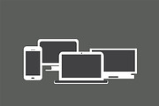 Computer devices flat design gray
