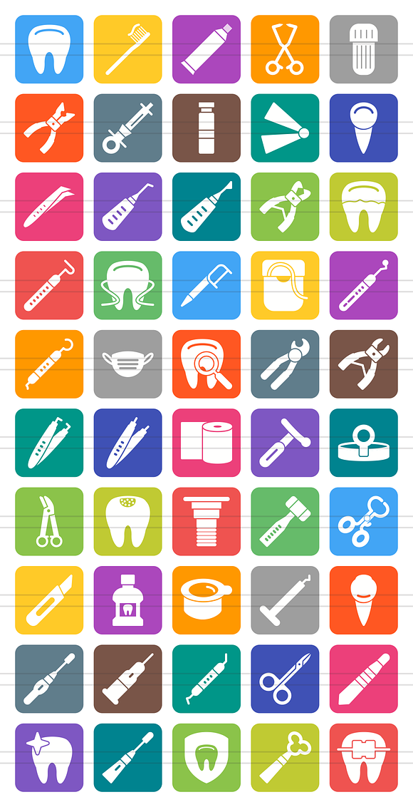 50 Dentist Flat Round Corner Icons in Graphics - product preview 1