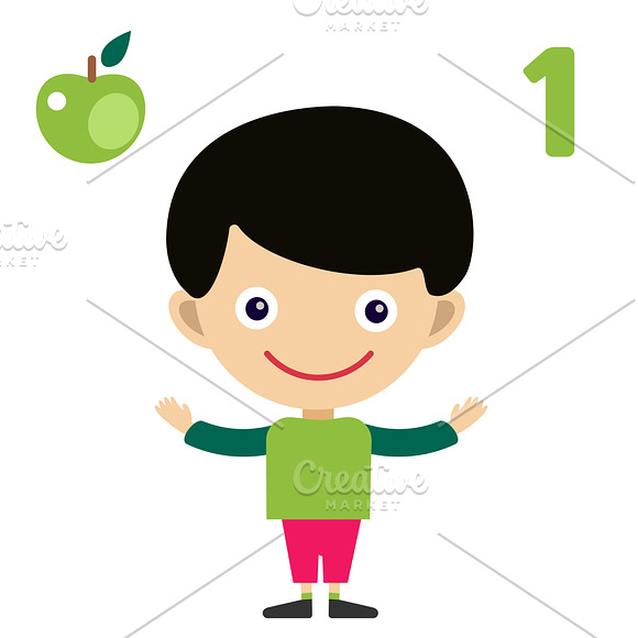 Vector cartoon boy learning game in Illustrations - product preview 1