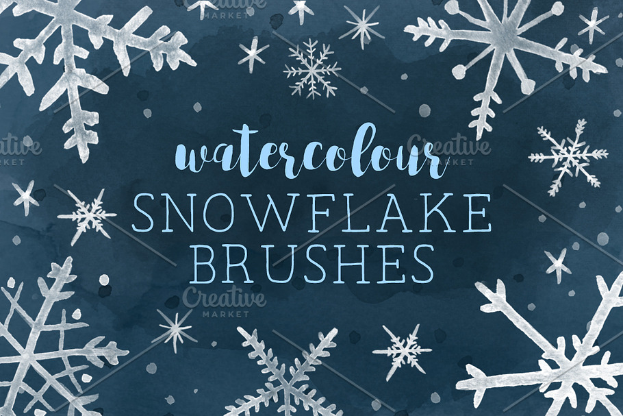 Watercolor snowflakes brushes (PS) in Photoshop Brushes - product preview 8