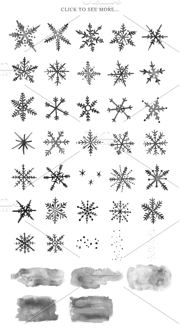 Watercolor snowflakes brushes (PS) in Photoshop Brushes - product preview 5