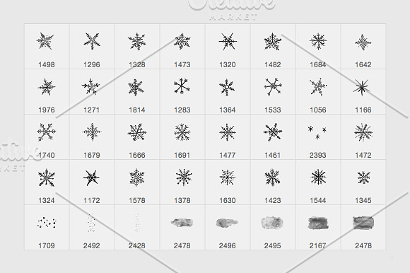 Watercolor snowflakes brushes (PS) in Photoshop Brushes - product preview 6