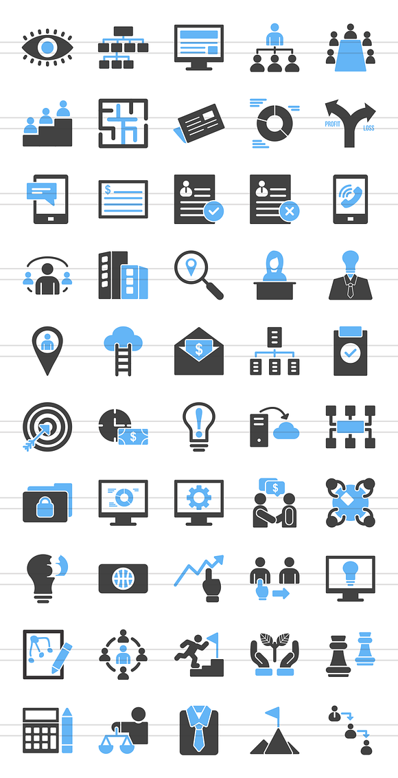 50 Business Blue & Black Icons in Icons - product preview 1