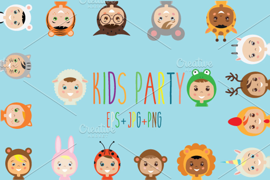 Kids in animal costumes. eps+jpg+png in Illustrations - product preview 8