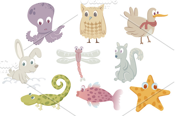 Nine cute animals in Illustrations - product preview 1
