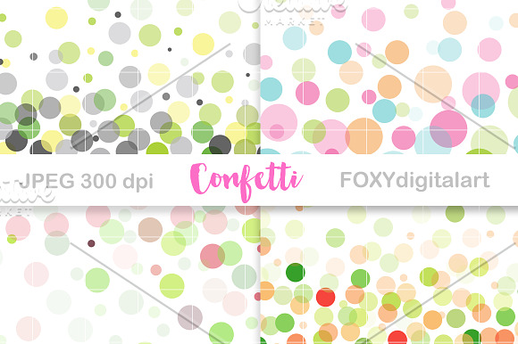 Confetti Digital Paper Set Scrapbook in Patterns - product preview 1