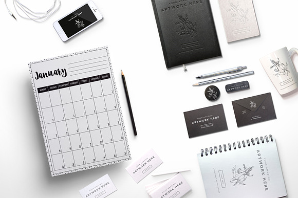 2017 planner (ink dot background) in Stationery Templates - product preview 2
