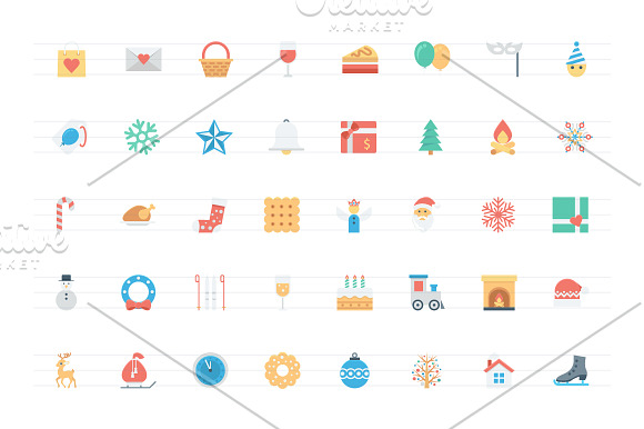 120 Flat Christmas Vector Icons in Graphics - product preview 1