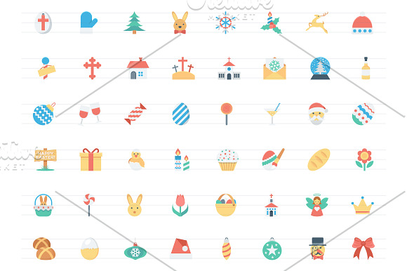120 Flat Christmas Vector Icons in Graphics - product preview 2