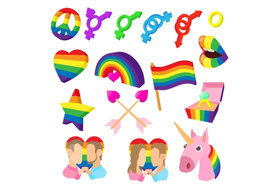 Homosexual icons set in Graphics - product preview 8