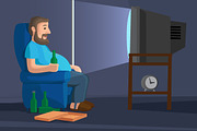 Cartoon Man Watching TV