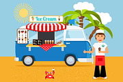 Ice cream truck vector illustration