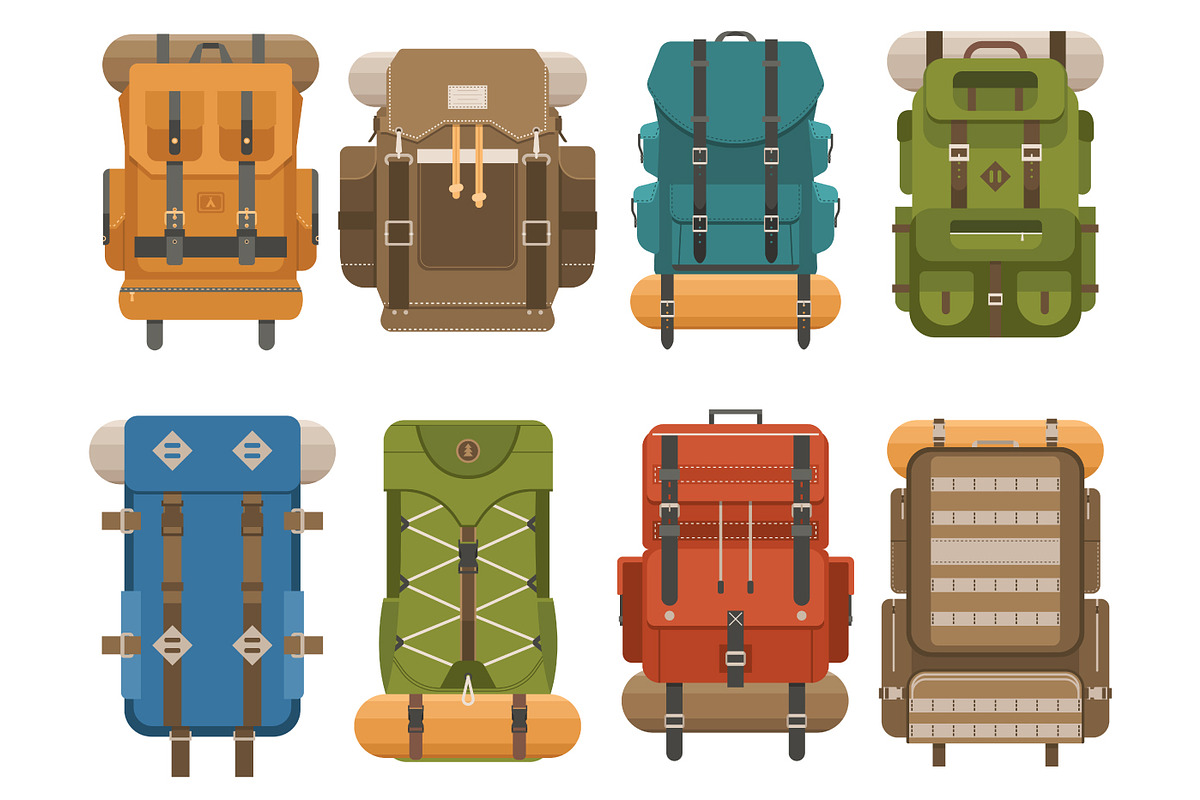 Camping Backpack and Knapsack Set in Illustrations - product preview 8