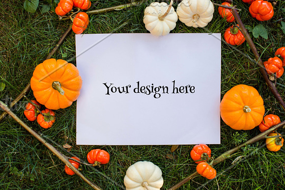 Set from 3 pumpkin mockups in Print Mockups - product preview 1