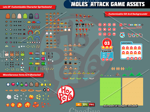 Moles Attack Game Assets in Objects - product preview 1