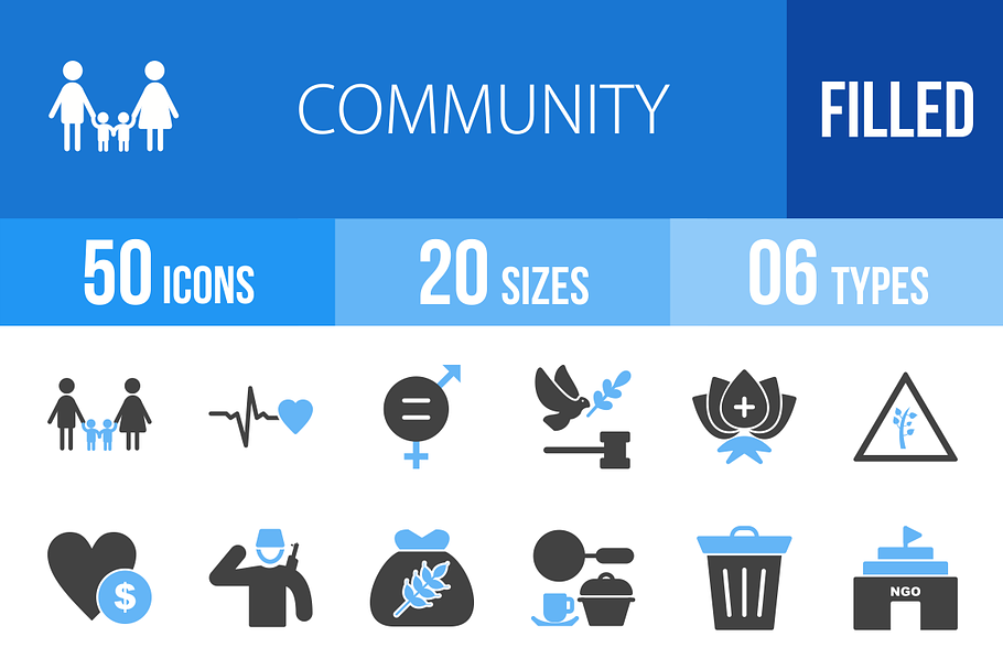50 Community Blue & Black Icons in Icons - product preview 8
