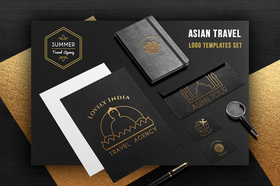 Asian travel logo templates set in Logo Templates - product preview 8